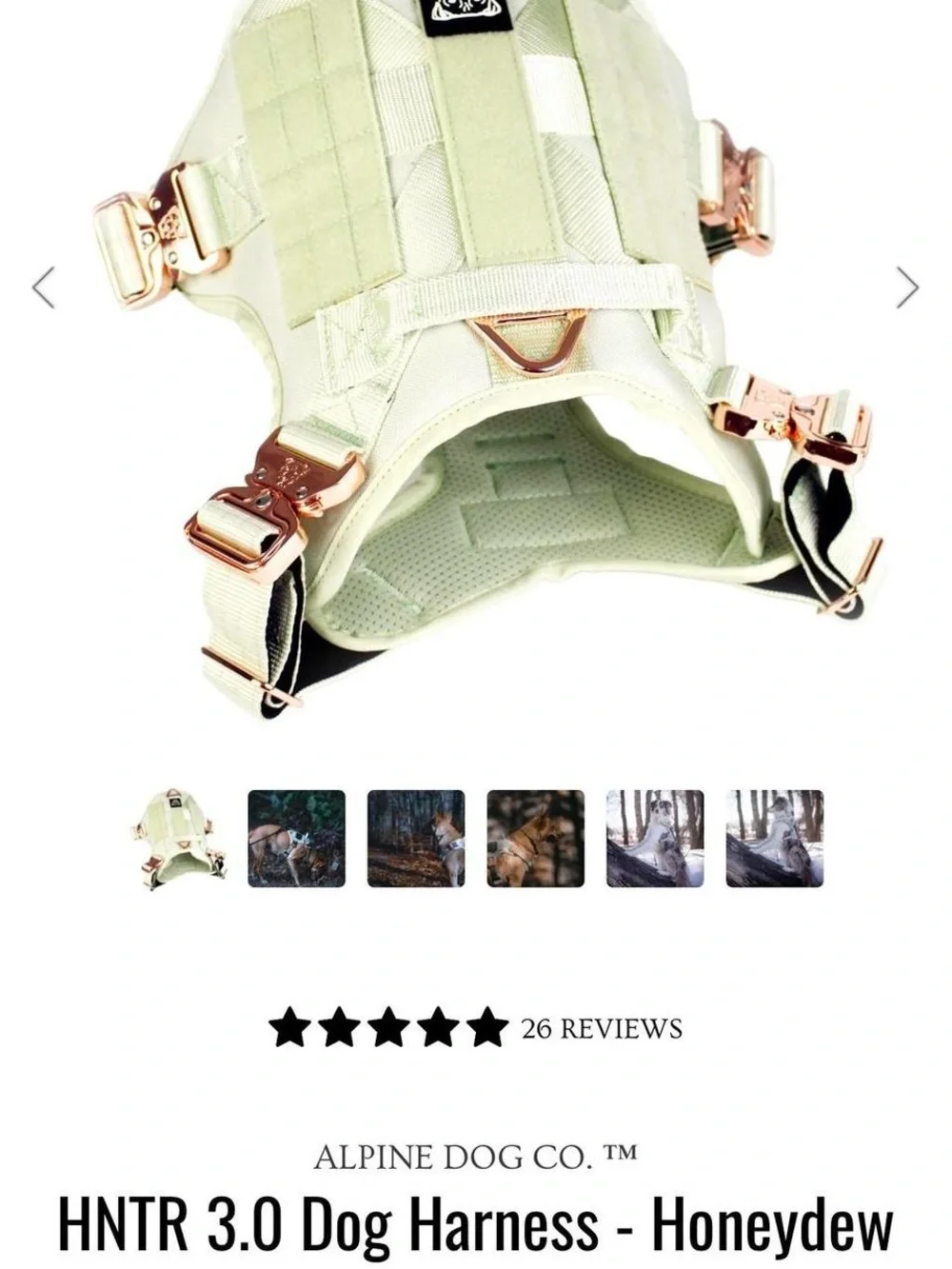 Alpine ‎Dog Co NWOT HNTR 3.0 Tactical Harness in Honeydew